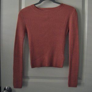 Urban Outfitters Pink Ribbed Long Sleeve Top, XS